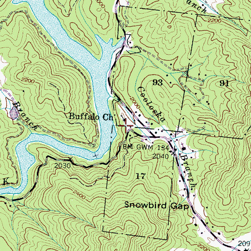 Topographic Map of Snowbird Community, NC