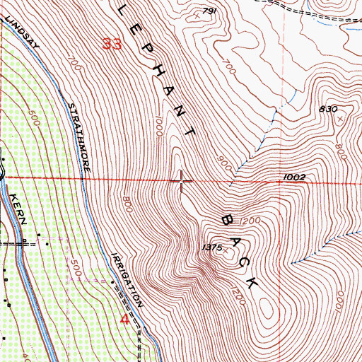 Topographic Map of Elephant Back, CA