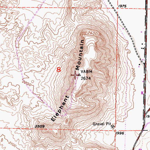 Topographic Map of Elephant Mountain, CA