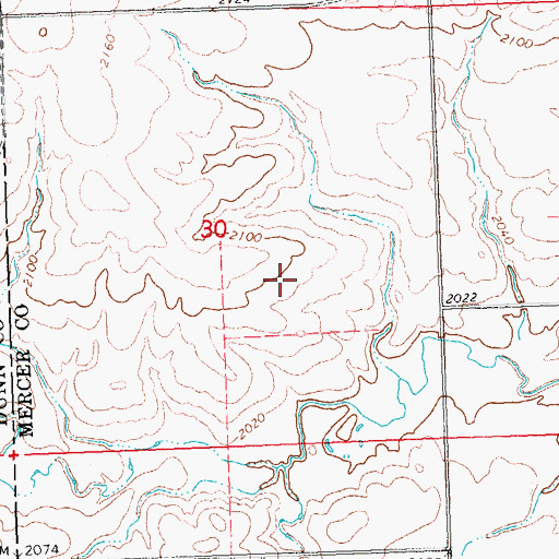 Topographic Map of Twin Buttes Segment, ND