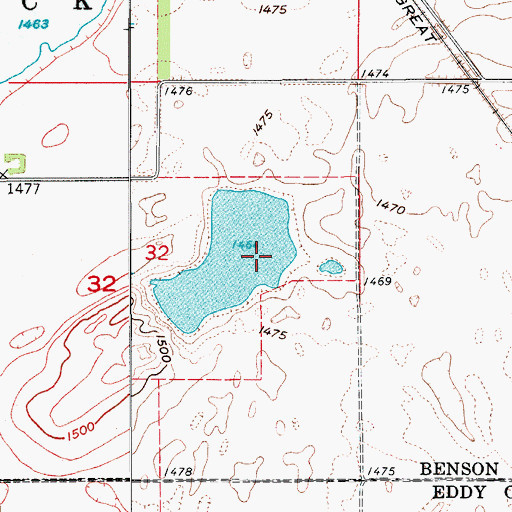 Topographic Map of Wood Lake District, ND