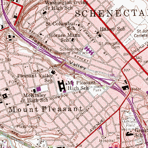 Topographic Map of Pleasant Valley Park, NY