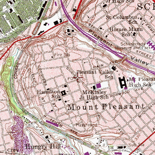 Topographic Map of Mount Pleasant Branch Schenectady County Public Library, NY