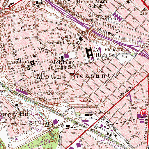 Topographic Map of Grace Methodist Church, NY