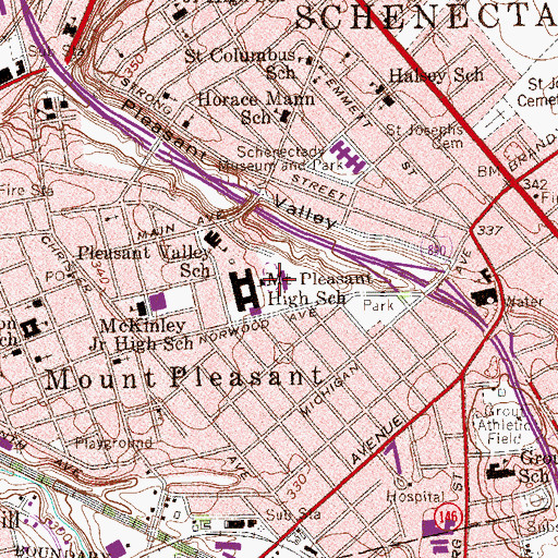 Topographic Map of Mount Pleasant Athletic Field, NY