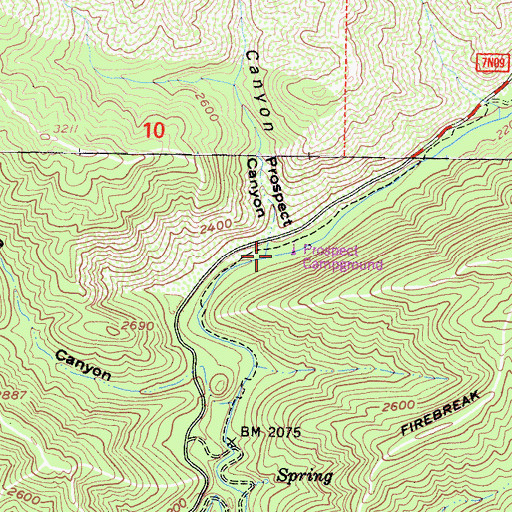 Topographic Map of Elizabeth Lake Canyon Campground, CA