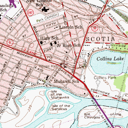Topographic Map of Scotia Village Hall, NY