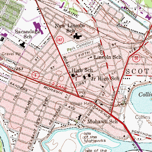 Topographic Map of Scotia Junior High School (historical), NY