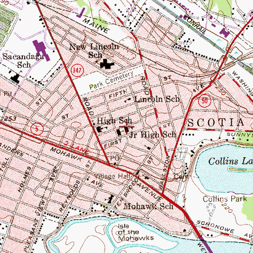 Topographic Map of Saint Josephs Hall, NY