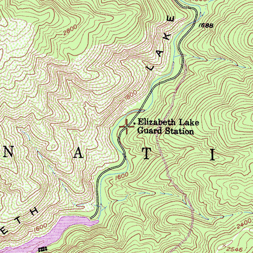 Topographic Map of Elizabeth Lake Guard Station, CA