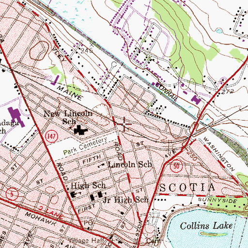 Topographic Map of Scotia Railroad Station, NY