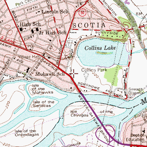 Topographic Map of Scotia Branch Schenectady County Public Library, NY