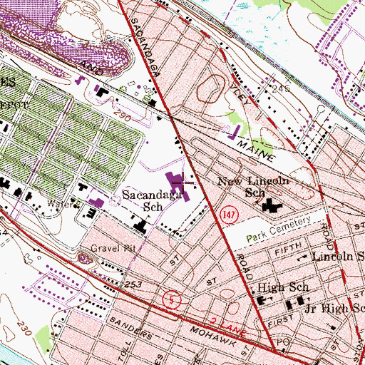Topographic Map of Scotia-Glenville High School, NY