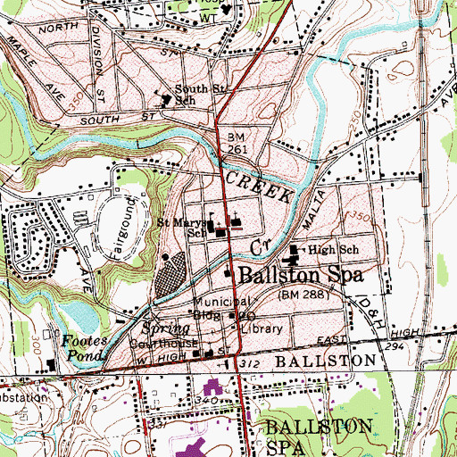 Topographic Map of Saint Mary's Roman Catholic Church, NY
