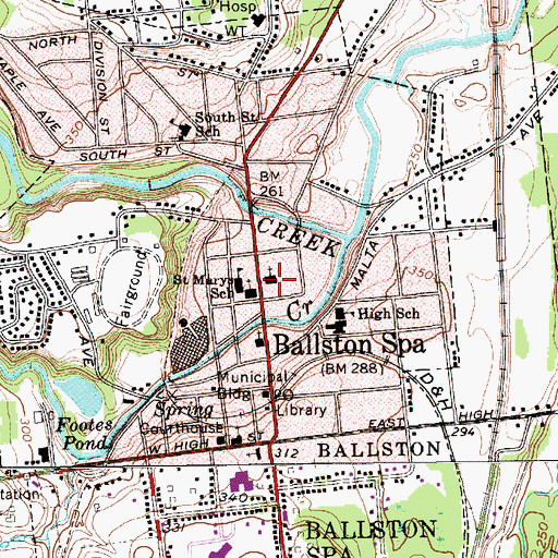 Topographic Map of First Baptist Church, NY