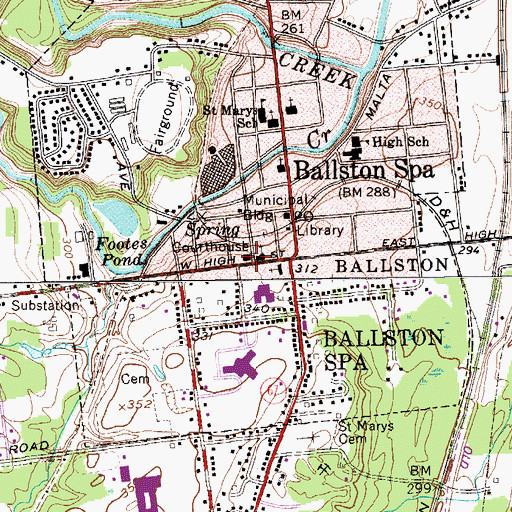 Topographic Map of Saratoga County Court House, NY