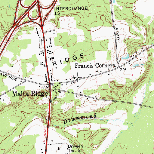 Topographic Map of Malta Ridge United Methodist Church, NY