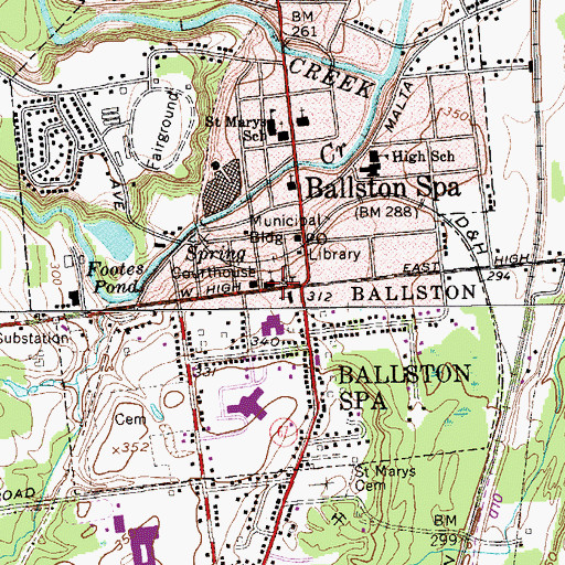 Topographic Map of Ballston Spa Presbyterian Church, NY
