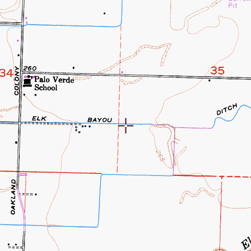 Topographic Map of Elk Bayou Ditch, CA