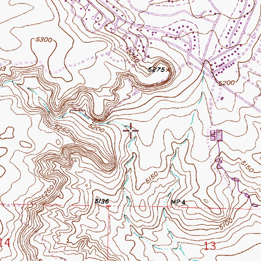 Topographic Map of Piedras Marcadas Canyon, NM
