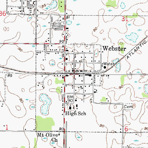 Topographic Map of E C Rowell Public Library, FL