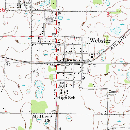 Topographic Map of Webster Post Office, FL