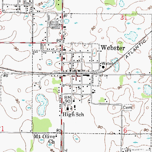 Topographic Map of Webster Community Hall, FL