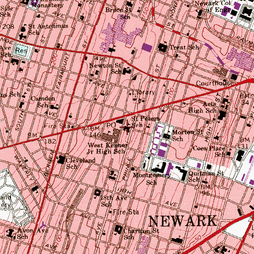 Topographic Map of Queen of Angels School, NJ