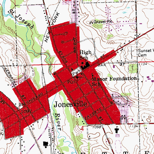 Topographic Map of Presbyterian Church, MI