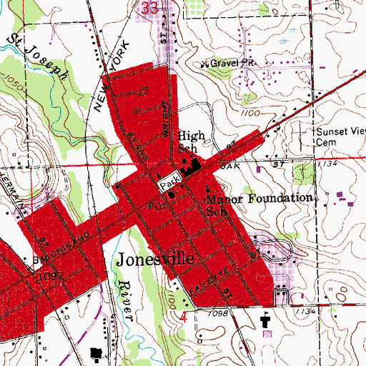 Topographic Map of Grace Episcopal Church, MI