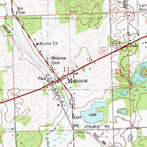 Topographic Map of Moscow Township Fire Department, MI