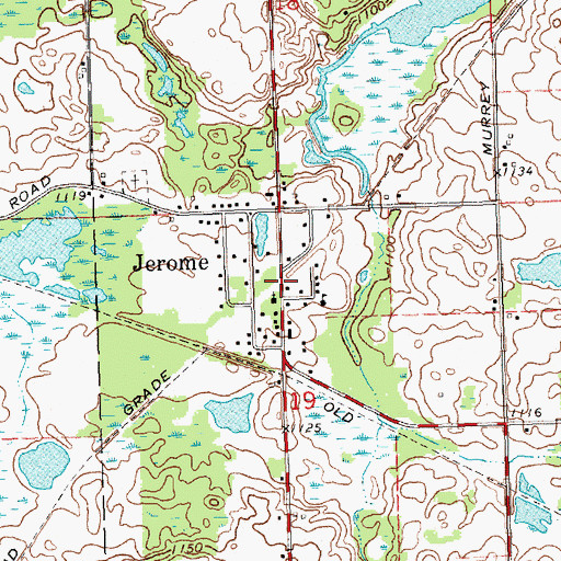 Topographic Map of Jerome Post Office, MI