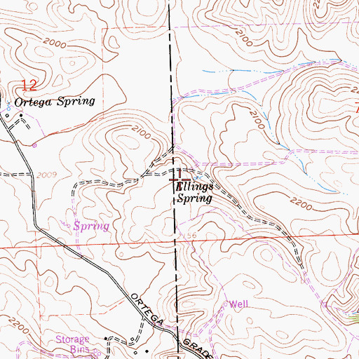 Topographic Map of Ellings Spring, CA