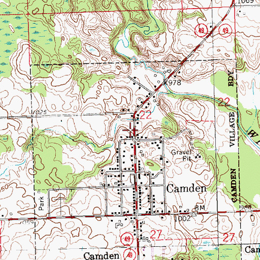 Topographic Map of Camden United Methodist Church, MI