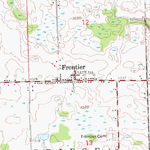 Topographic Map of Frontier United Methodist Church, MI