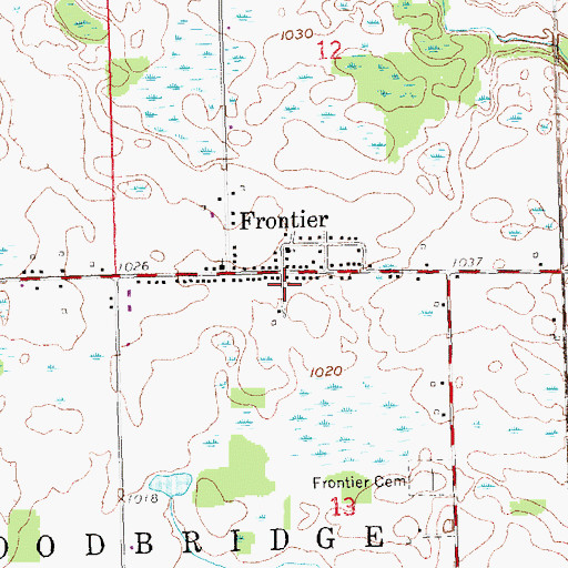 Topographic Map of Frontier Post Office, MI