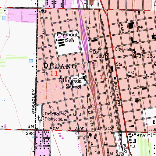 Topographic Map of Ellington School, CA