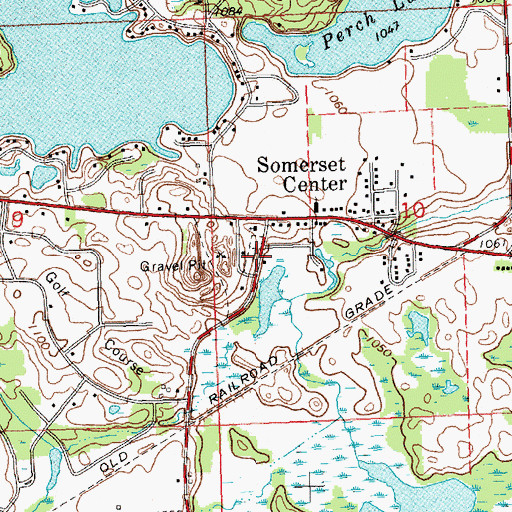 Topographic Map of Somerset Center Cemetery, MI