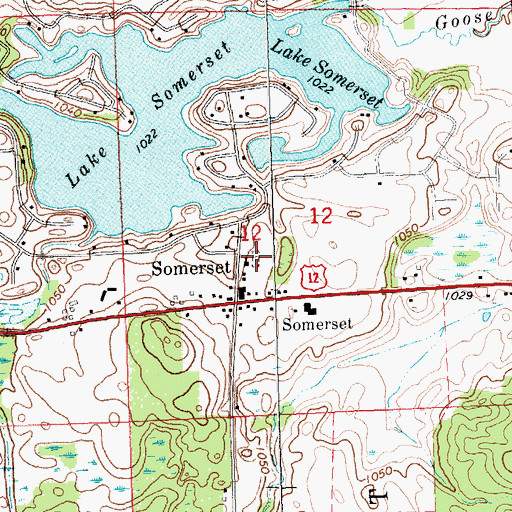 Topographic Map of Somerset Cemetery, MI