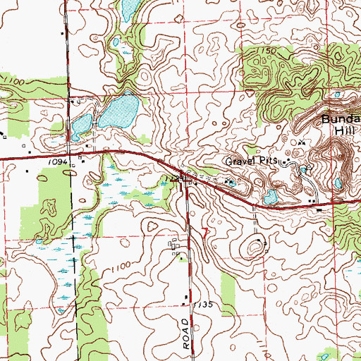 Topographic Map of Brooks Cemetery (historical), MI