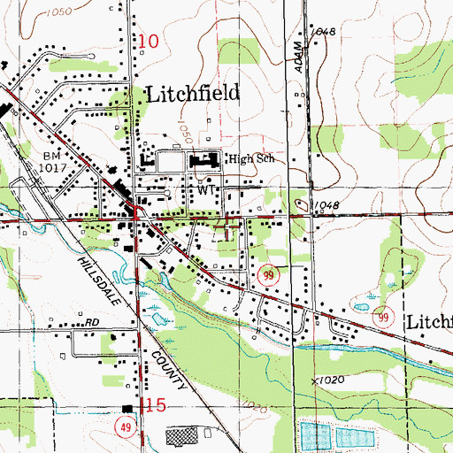 Topographic Map of Litchfield Village Cemetery, MI