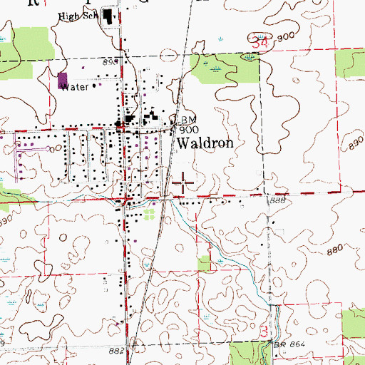 Topographic Map of Waldron Cemetery, MI
