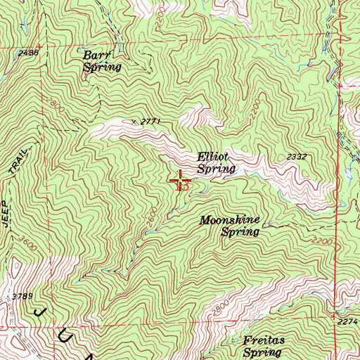 Topographic Map of Elliot Spring, CA