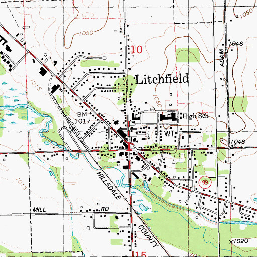 Topographic Map of Congregational Church of Litchfield Historical Marker, MI