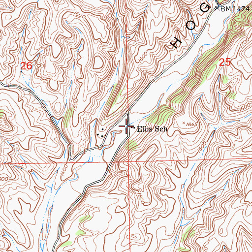 Topographic Map of Ellis School, CA