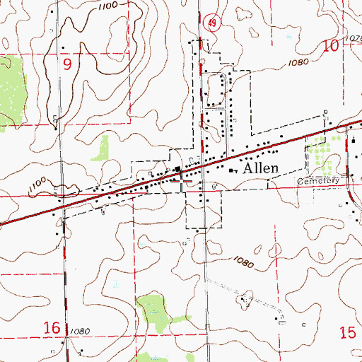 Topographic Map of Captain Moses Allen Historical Marker, MI