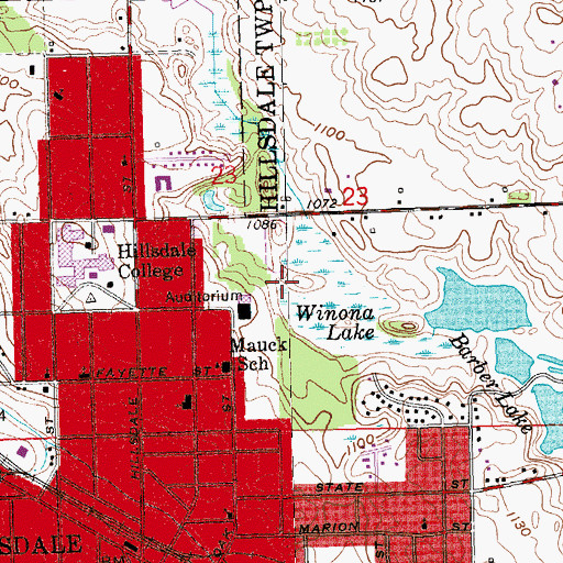 Topographic Map of Johnny Williams Field, MI
