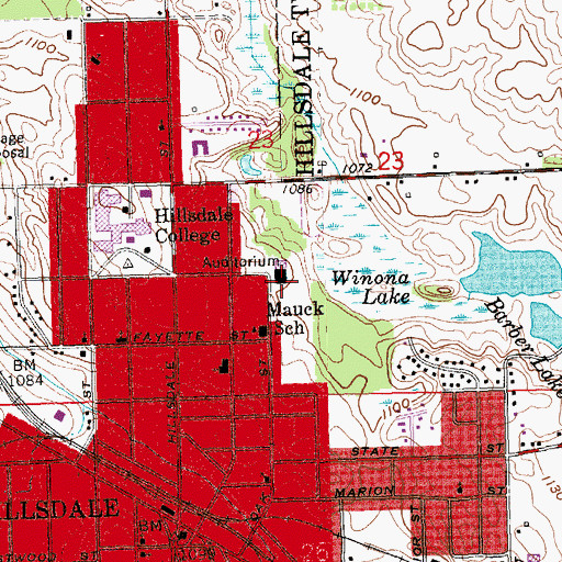 Topographic Map of Health Education and Sports Complex, MI