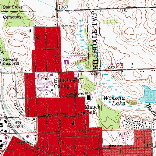 Topographic Map of The Suites Student Residence, MI