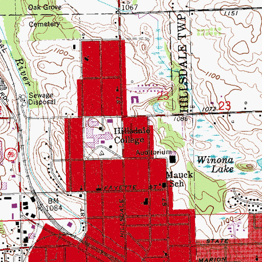 Topographic Map of Mauck Hall, MI